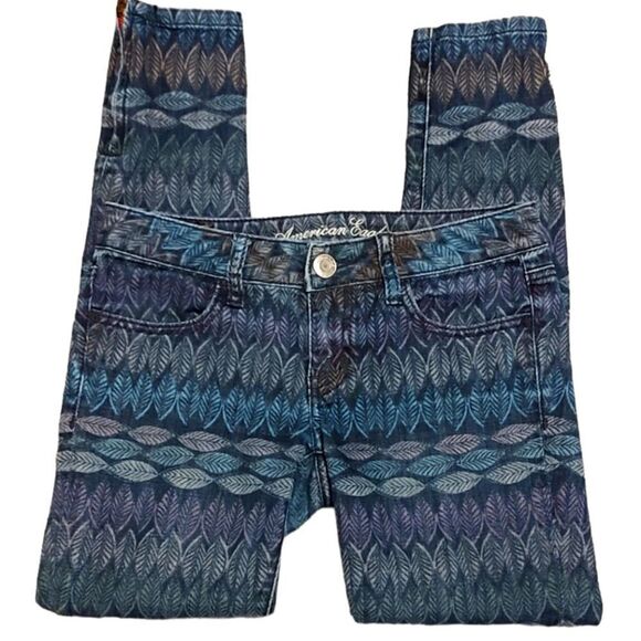 American Eagle Leaf Print Stretch Jegging Size 0 - Picture 1 of 7